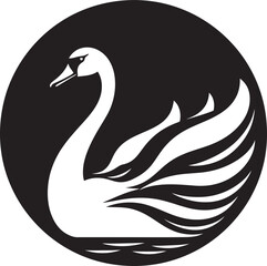 Artistic Black Swan Emblem Swan Lake Elegance Design