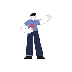 a man bring books illustration