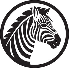 Monochromatic Zebra Face Logo Majestic Striped Grace