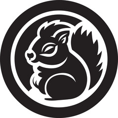 Bold Black Squirrel Logo Icon Sleek Squirrel Emblem in Black
