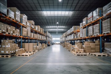 Obraz premium Photo of a warehouse filled with boxes