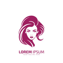 minimal and abstract logo of girl icon lady vector silhouette isolated