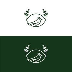 Birds and flowers, line drawings, Vector illustration, Modern Geometric Graphics, singing bird element