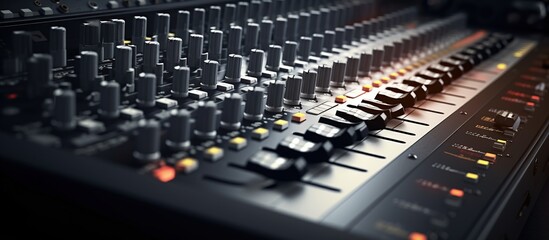 control buttons on the mixing console. It is used for audio signal modification.