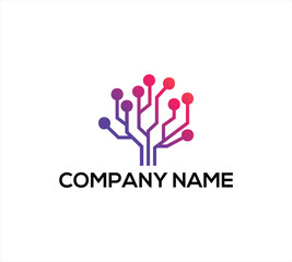 IT tree letter logo design vector