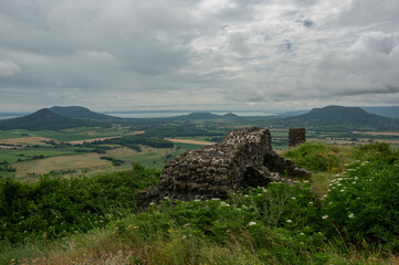 Ruins and remains on Csobanc hill from Hungary, Balaton Uplands NAtional Park