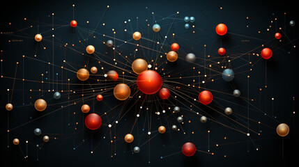 colorful network graph illustration - obrazy, fototapety, plakaty