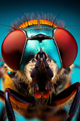 Closeup macro image of a fly