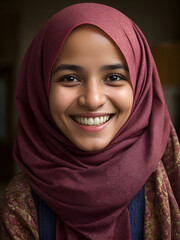portrait of a smiling Arabian Muslim girl