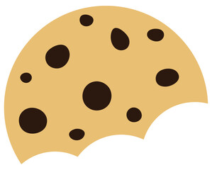 Cracked chocolate chip cookies cartoon. Vector illustration.