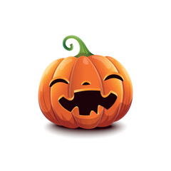 Happy Halloween. Realistic vector illustration of happy face Halloween pumpkin isolated on white background