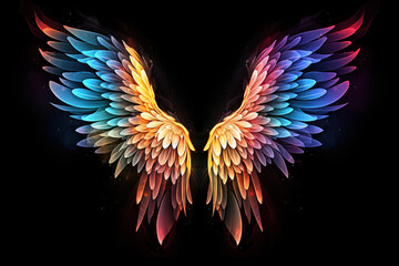 Obraz premium Colorful Wings on Black Background