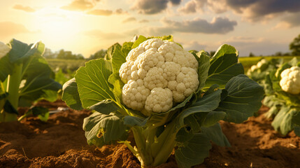 Freshly harvested cauliflower in a field. ai generative - obrazy, fototapety, plakaty