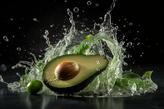 image of avocado splash. Generative AI