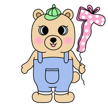 
Cartoon image of bear holding balloons Elements used to decorate fashion children children t-shirts children repeat cute doodles fabric patterns backgrounds wallpaper hand drawn.