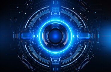 Fototapeta na wymiar Cool futuristic flare with lit blue circles Science fiction background