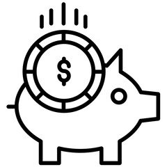 Outline Dollar piggy icon