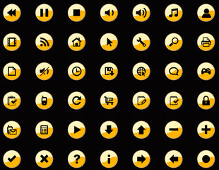 A group of symbols for web design.