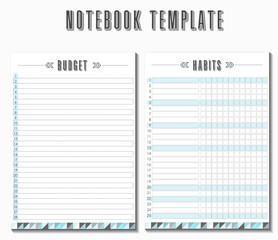 notebook page template planner blue