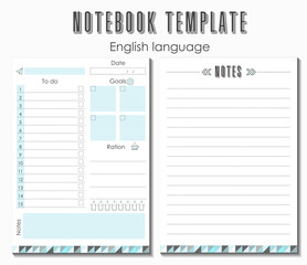 notebook page template planner blue