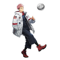 Anime boy kicking football