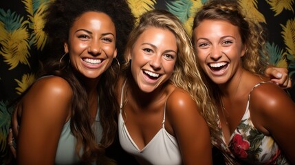 Fototapeta premium Silly photo booth poses with group