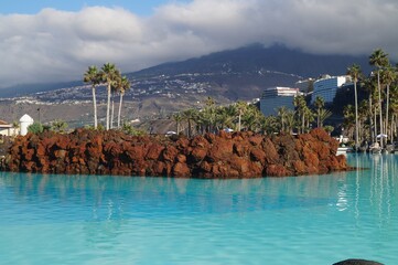 view of the Martianes pools and the city of Puerto de la Cruz, Canary Islands, Tenerife © NattaliLis