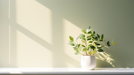 White Room Interior with Plant 
