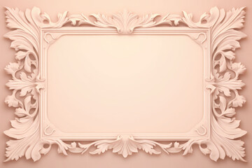 Pastel rectangle decorative ornate picture frame. AI generated
