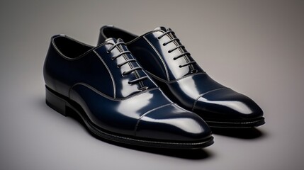 a pair of sleek, monochromatic oxford shoes in a shade of deep navy, perfect for a formal occasion