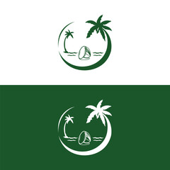 Detailed Palm Tree, Palm tree, separate banana leaves, vector palm icon, Set tropical palm trees, nature and young plants, Vector design, Exotic plants, palm leaves, watercolor vector illustration