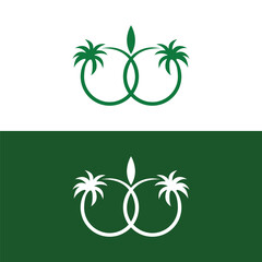 Detailed Palm Tree, Palm tree, separate banana leaves, vector palm icon, Set tropical palm trees, nature and young plants, Vector design, Exotic plants, palm leaves, watercolor vector illustration