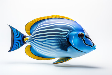 Blue Tang Fish Isolated in White Background