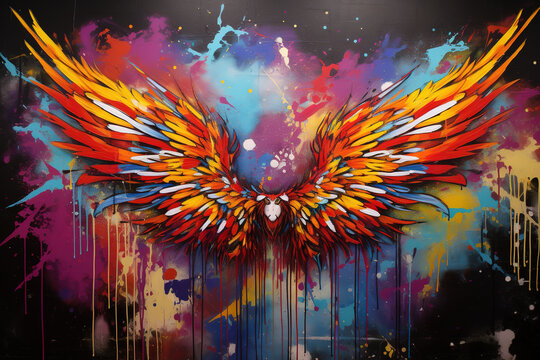 Fototapeta Colorful Graffiti Wings