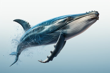 Blue whale isolated in Ultra transparent  Background