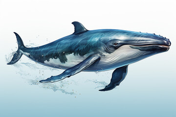 Fototapeta premium Blue whale isolated in Ultra transparent Background