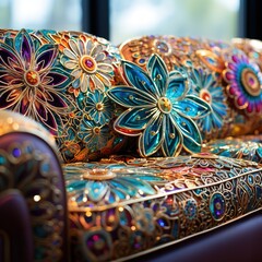 Close up shot of Luxurious sofa