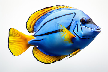 Blue Tang Fish Isolated in White Background