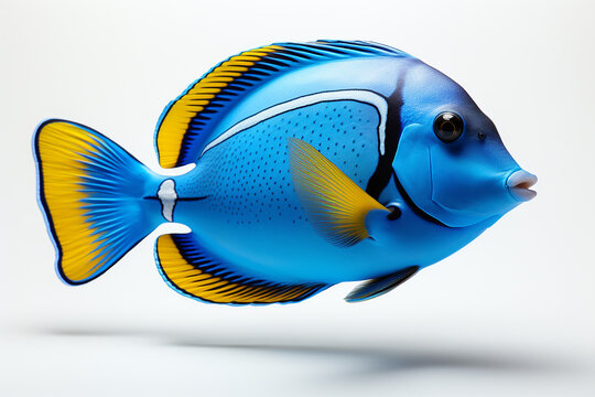 Blue Tang Fish Isolated in White Background