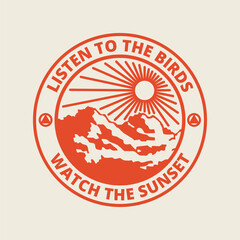 mountains and sunset logo illustration