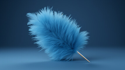 Blue Fullfy Feather on blue Background