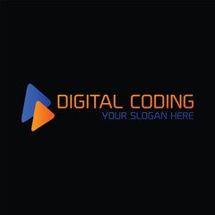 digital coding logo design vector