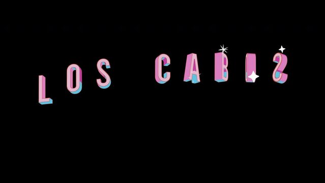 Bright letters jump merrily in the inscription LOS CABOS city. Retro. Alpha channel black. Looped from frame 120 to 240, Alpha BW at the end