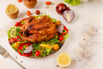 Lyavangi or Lavangi with Roast Chicken with Rice.Azerbaijan cuisine.