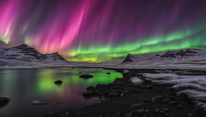 Iceland's Colorful Northern Lights Display