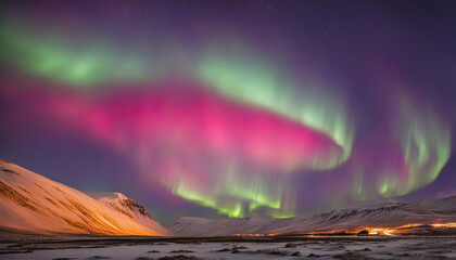 Iceland's Colorful Northern Lights Display