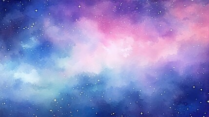 Fototapeta premium Illustration in watercolor and vector space. Starry, colorful background of space