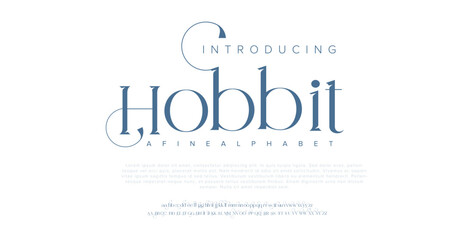 Hobbit Elegant Font Uppercase Lowercase and Number. Classic Lettering Minimal Fashion Designs. Typography modern serif fonts regular decorative vintage concept. vector illustration