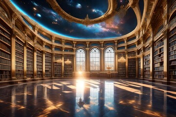 A celestial ballroom in the cosmos, where planets waltz and shooting stars twirl like elegant dancers - AI Generative - obrazy, fototapety, plakaty