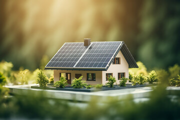 Clean and sustainable energy at home: new building with solar panels on the roof